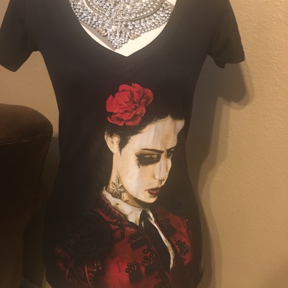 Gorgeous Tillys V-neck tee/ female bull fighter!